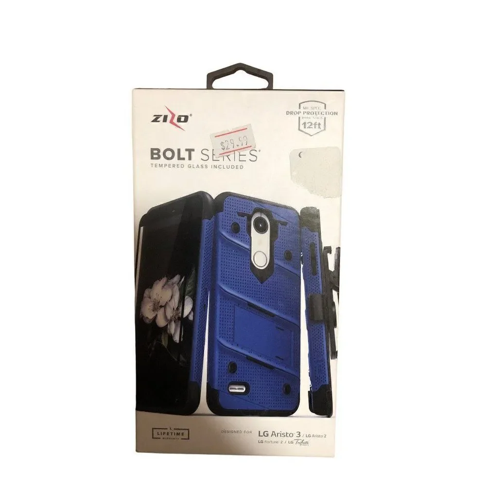 NEW LG Aristo 5 LG Fortune 3 ZIZO BOLT Series Case Rugged Tempered Glass